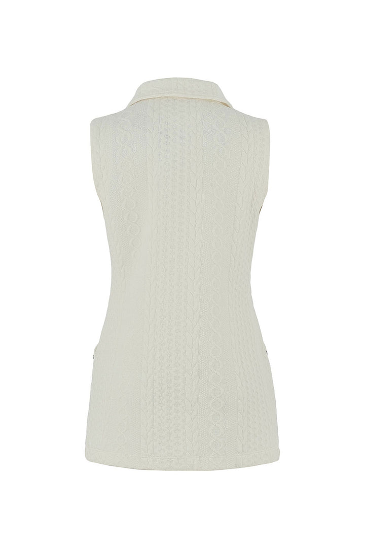LONG EMBOSSED CABLE ZIP VEST