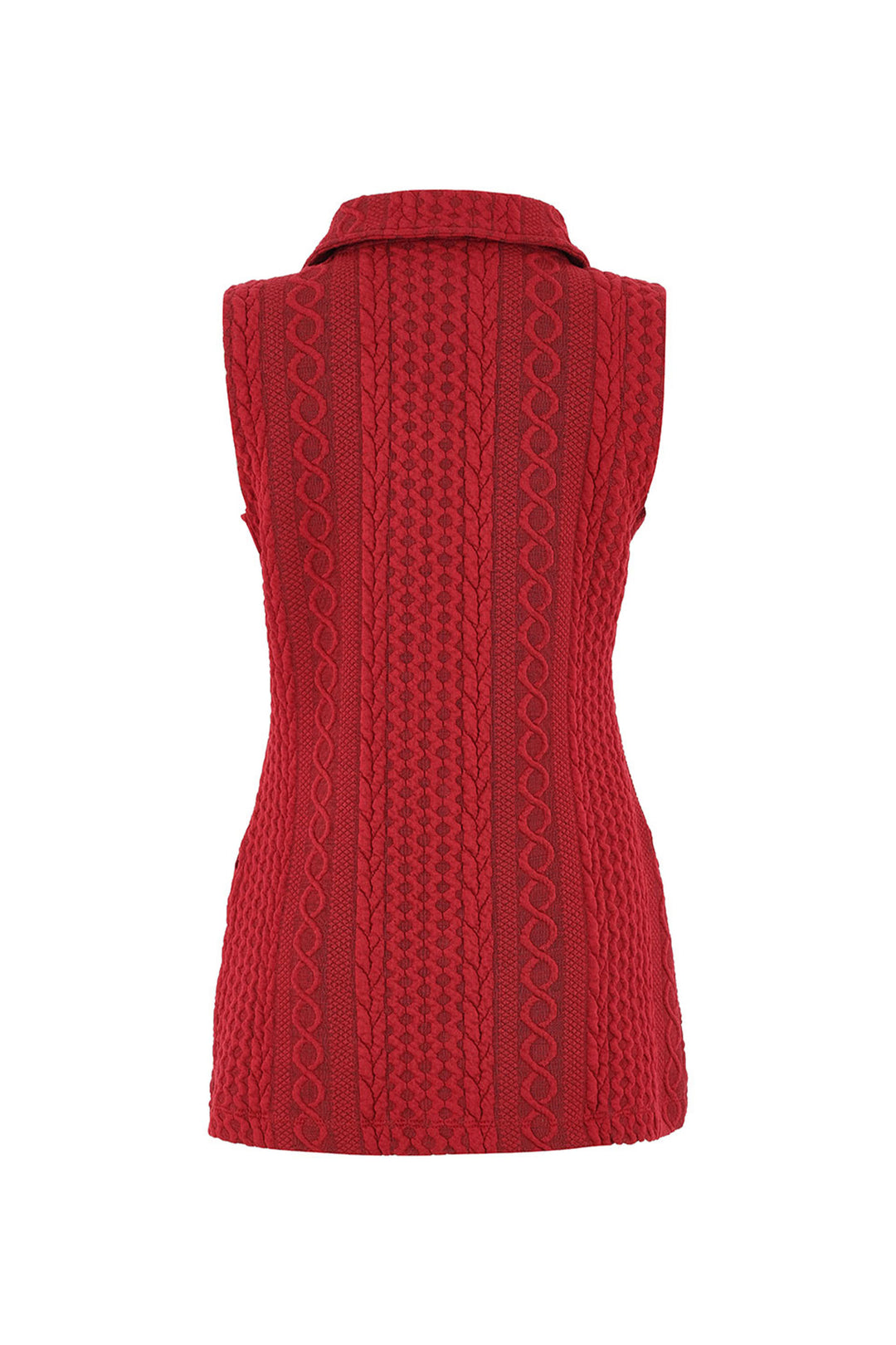LONG EMBOSSED CABLE ZIP VEST