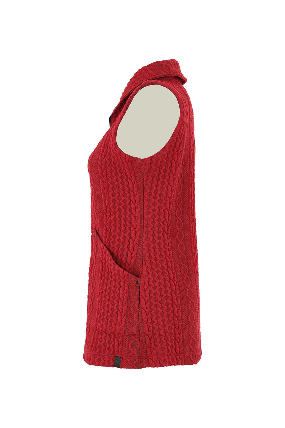 LONG EMBOSSED CABLE ZIP VEST