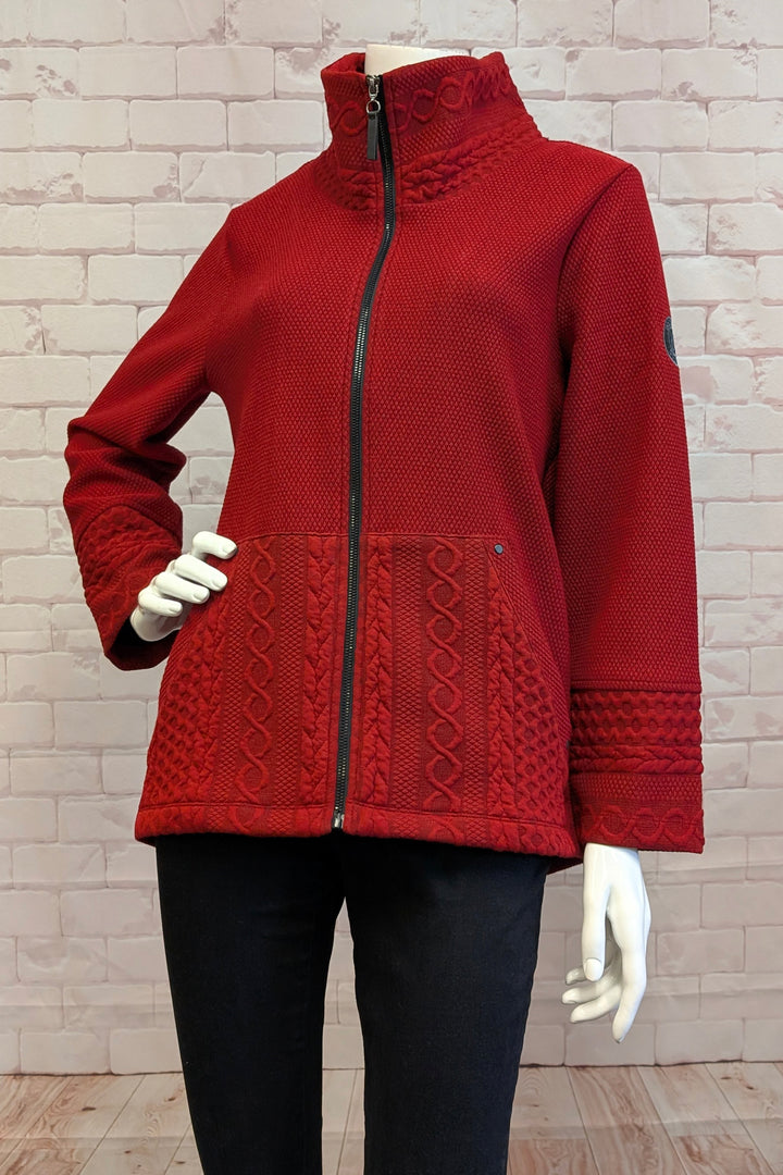 TEXTURED & CABLE SWING ZIP JACKET