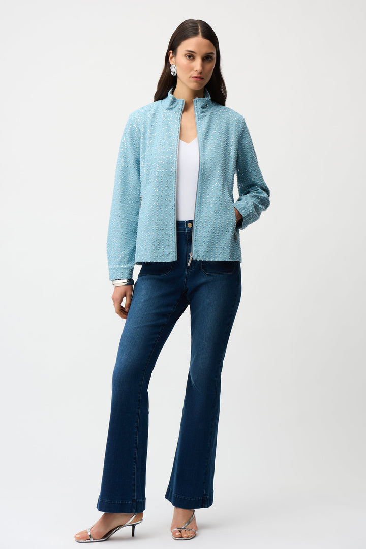 ALLOVER SEQUIN DENIM ZIP JACKET