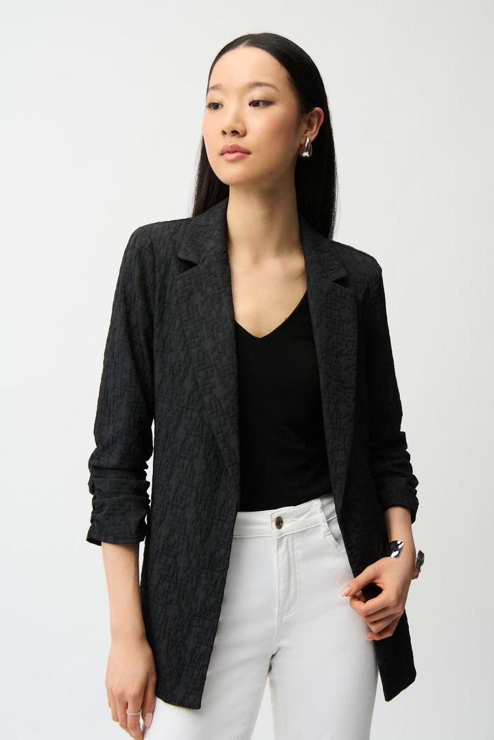TEXTURED ROUCHED SLEEVE BLAZER