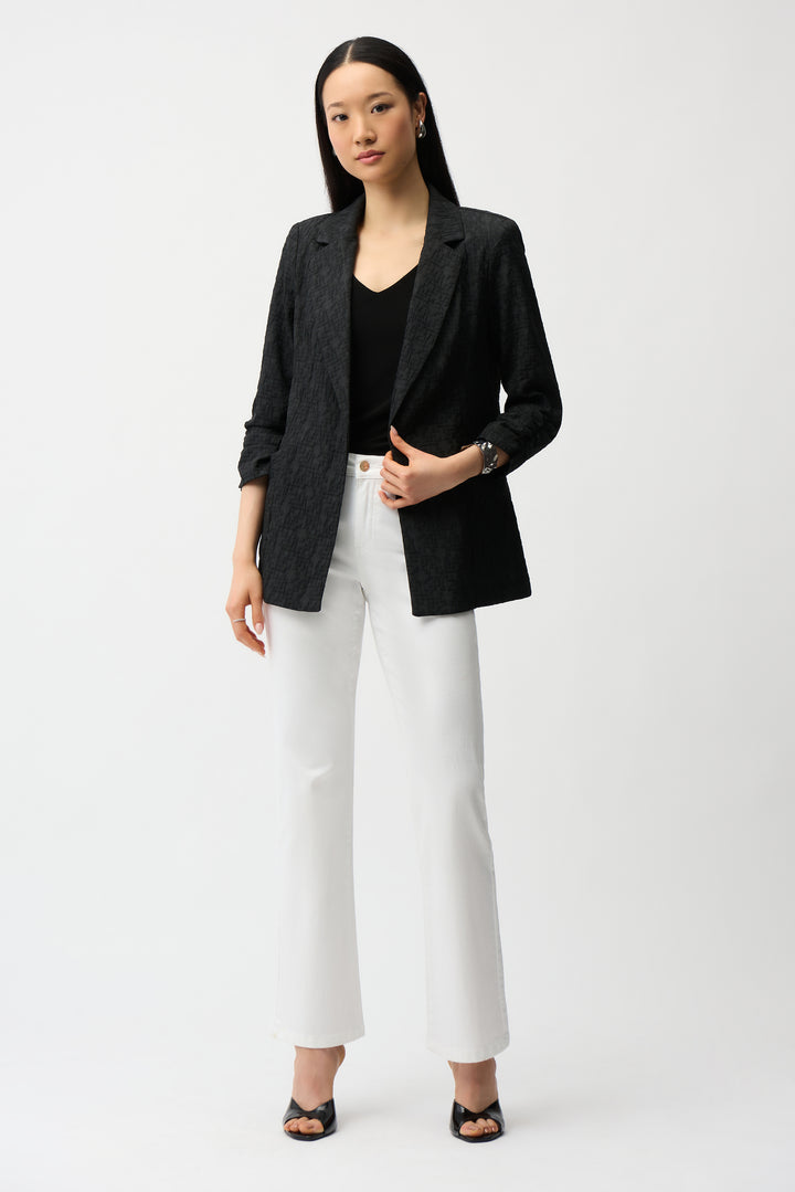 TEXTURED ROUCHED SLEEVE BLAZER