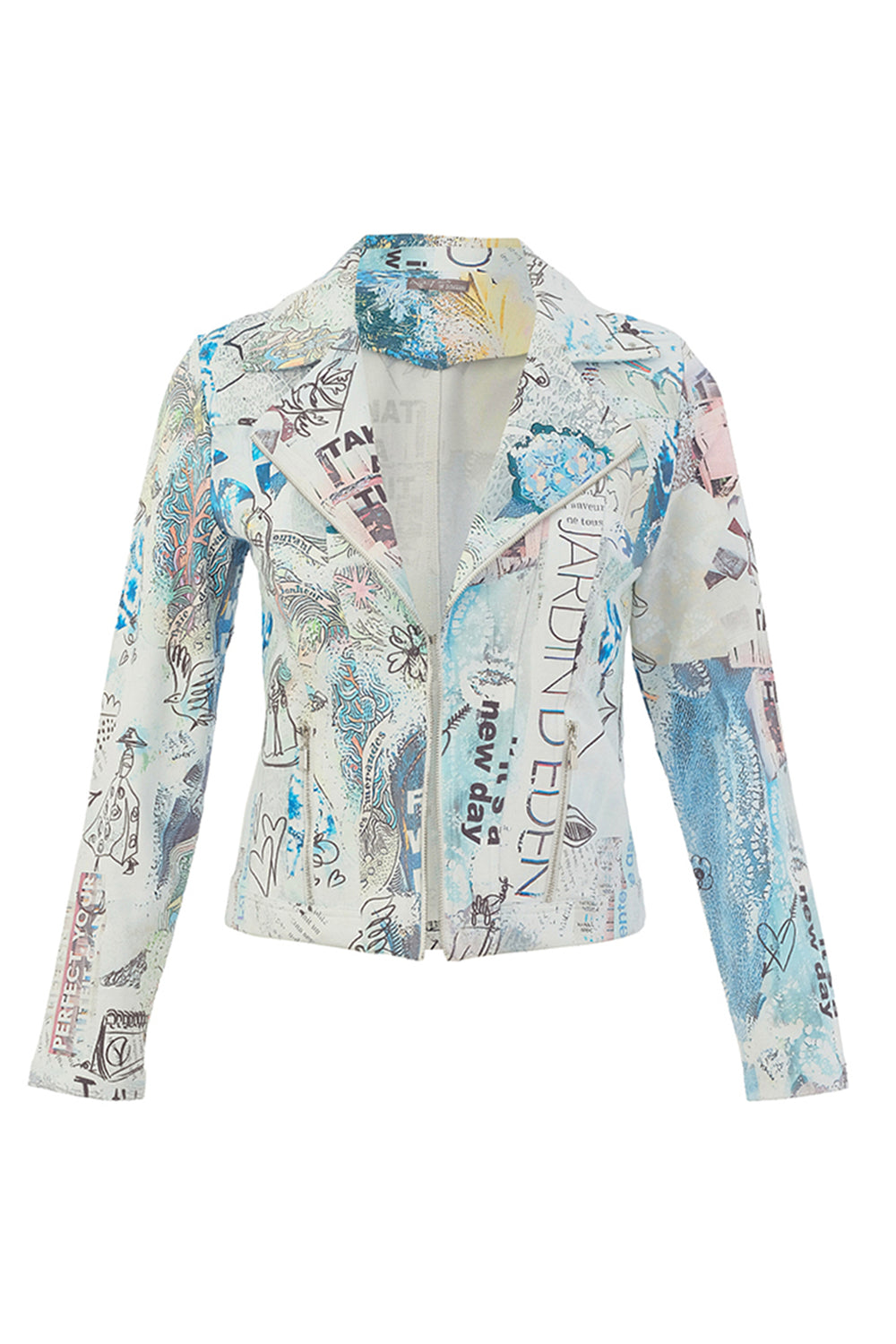 Colorful jacket with abstract design on a white background
