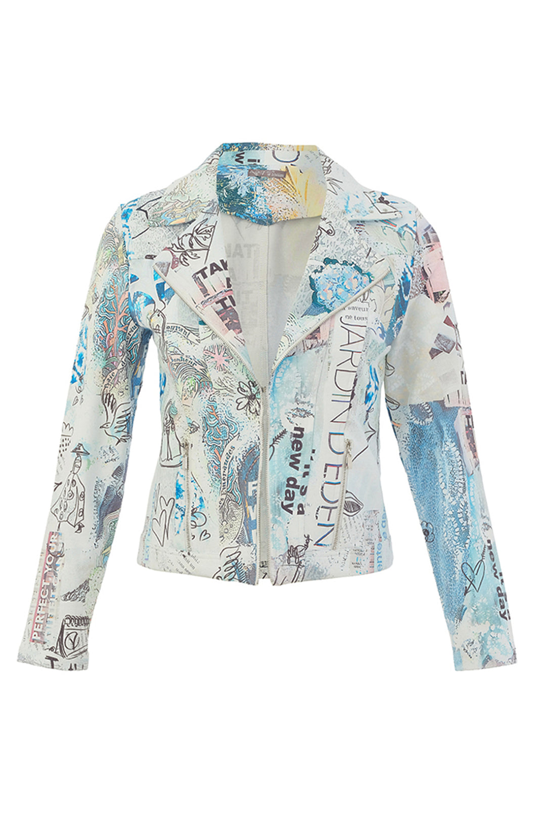 Colorful jacket with abstract design on a white background