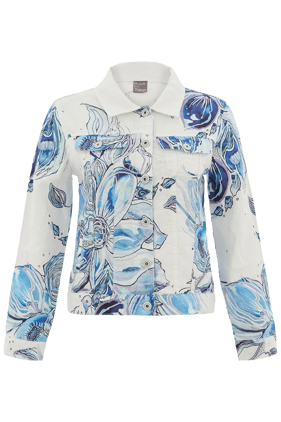 BLUE FLOWERS LINEN SIGNATURE JACKET