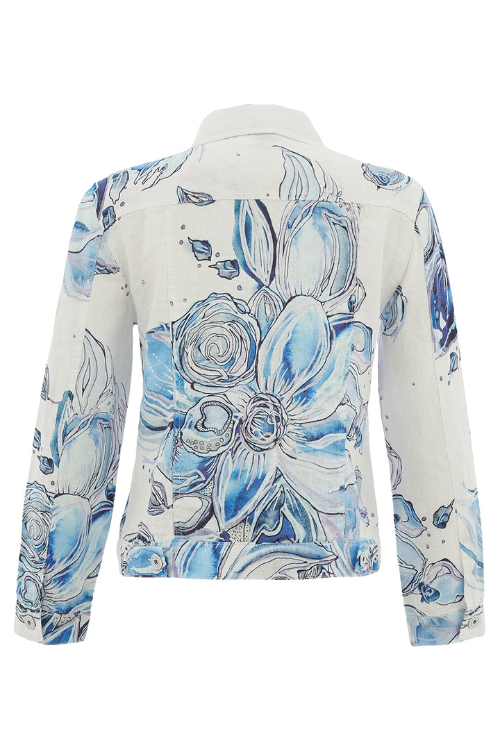 BLUE FLOWERS LINEN SIGNATURE JACKET