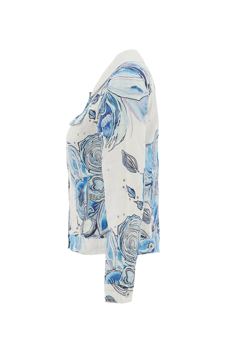 BLUE FLOWERS LINEN SIGNATURE JACKET