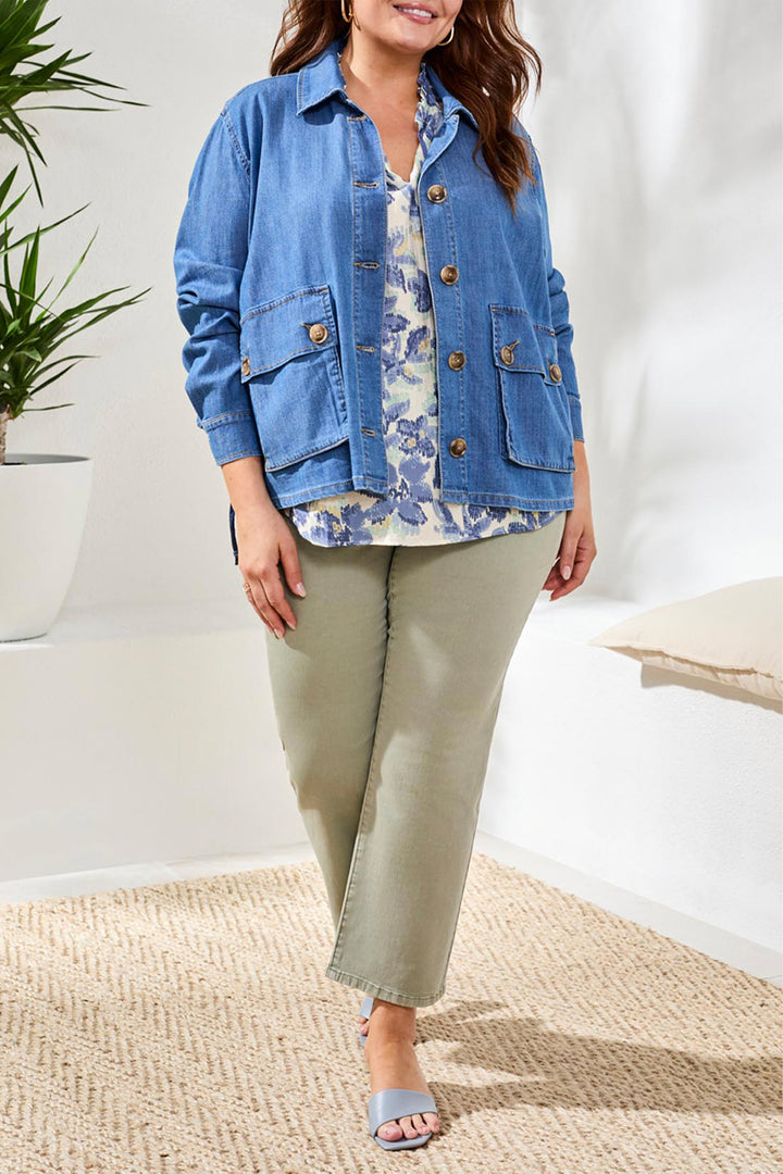 DRAWSTRING BACK DENIM JACKET