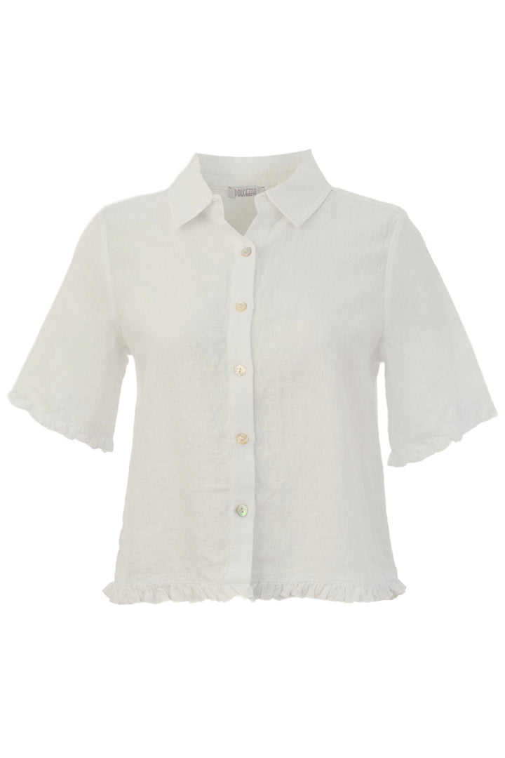 LINEN SS RUFFLE EDGE SHIRT JACKET