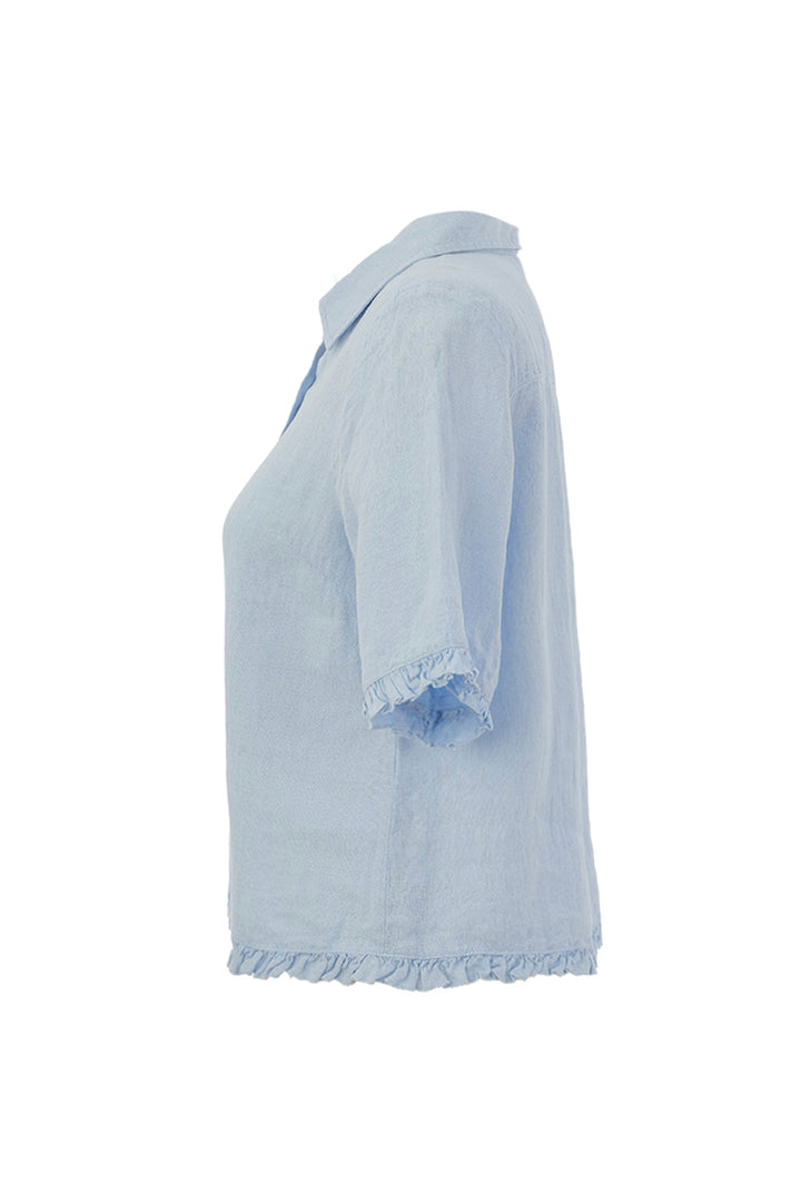 LINEN SS RUFFLE EDGE SHIRT JACKET