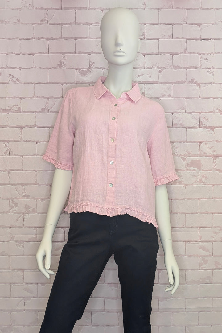 LINEN SS RUFFLE EDGE SHIRT JACKET