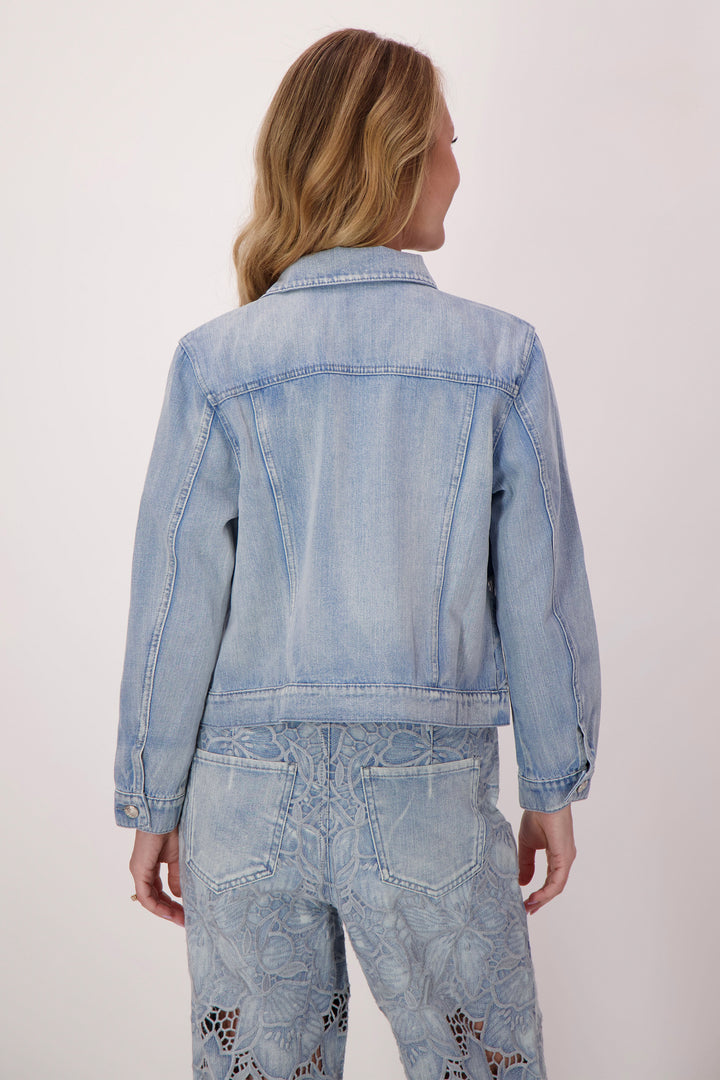 CUT OUT EMBROIDERED FLORAL JEAN JACKET