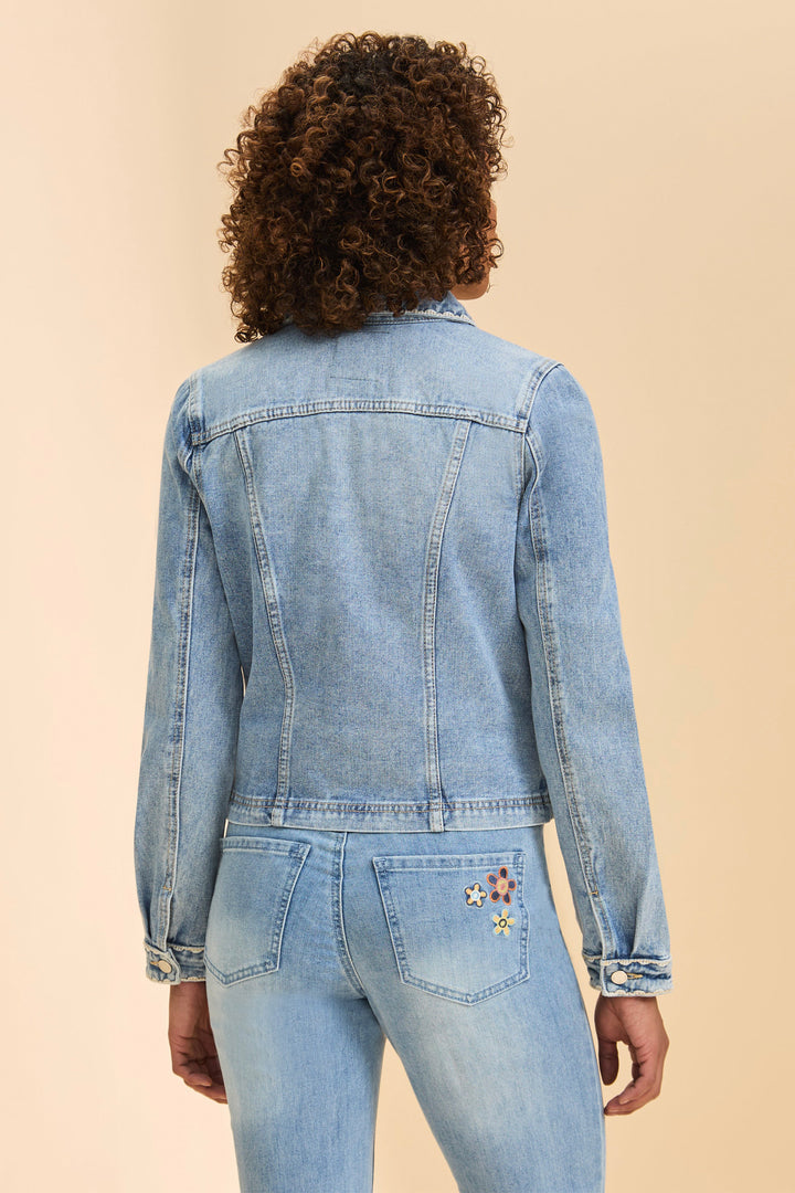 JEAN JACKET WITH SCALLOP EMBROIDERY