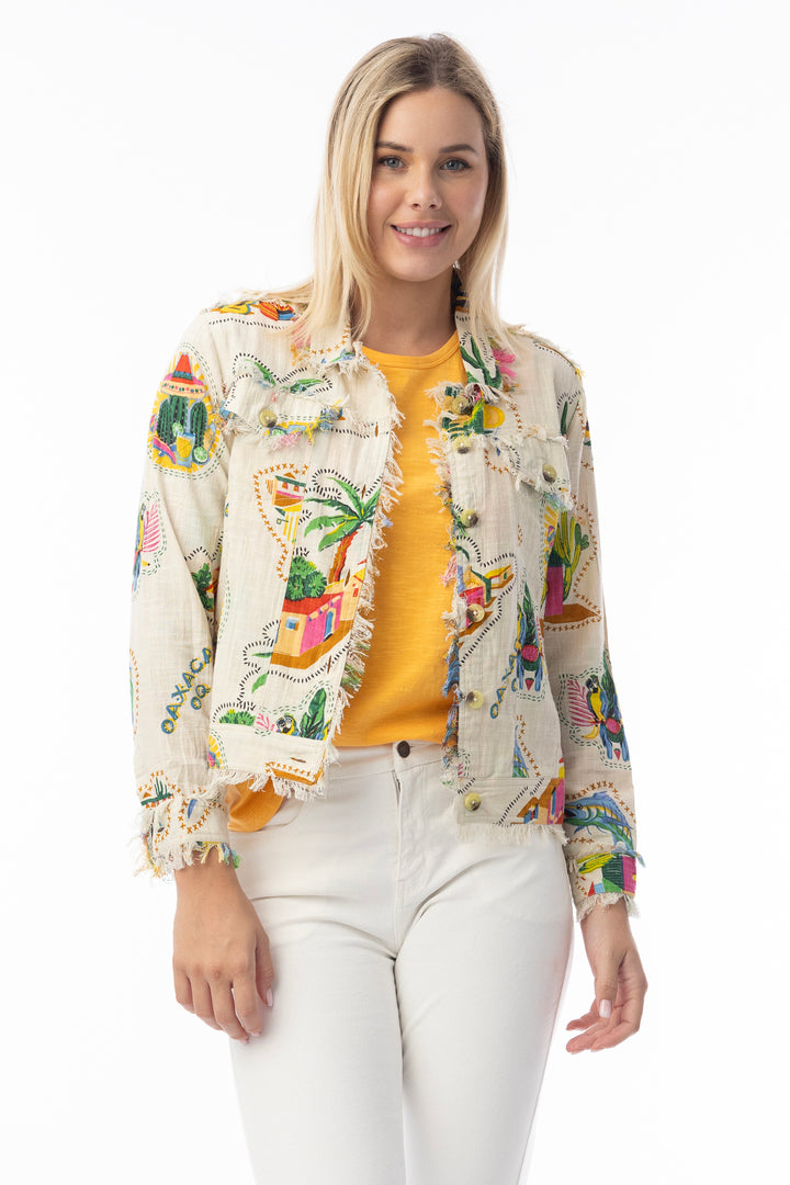 COTTON FRAYED EDGES JACKET