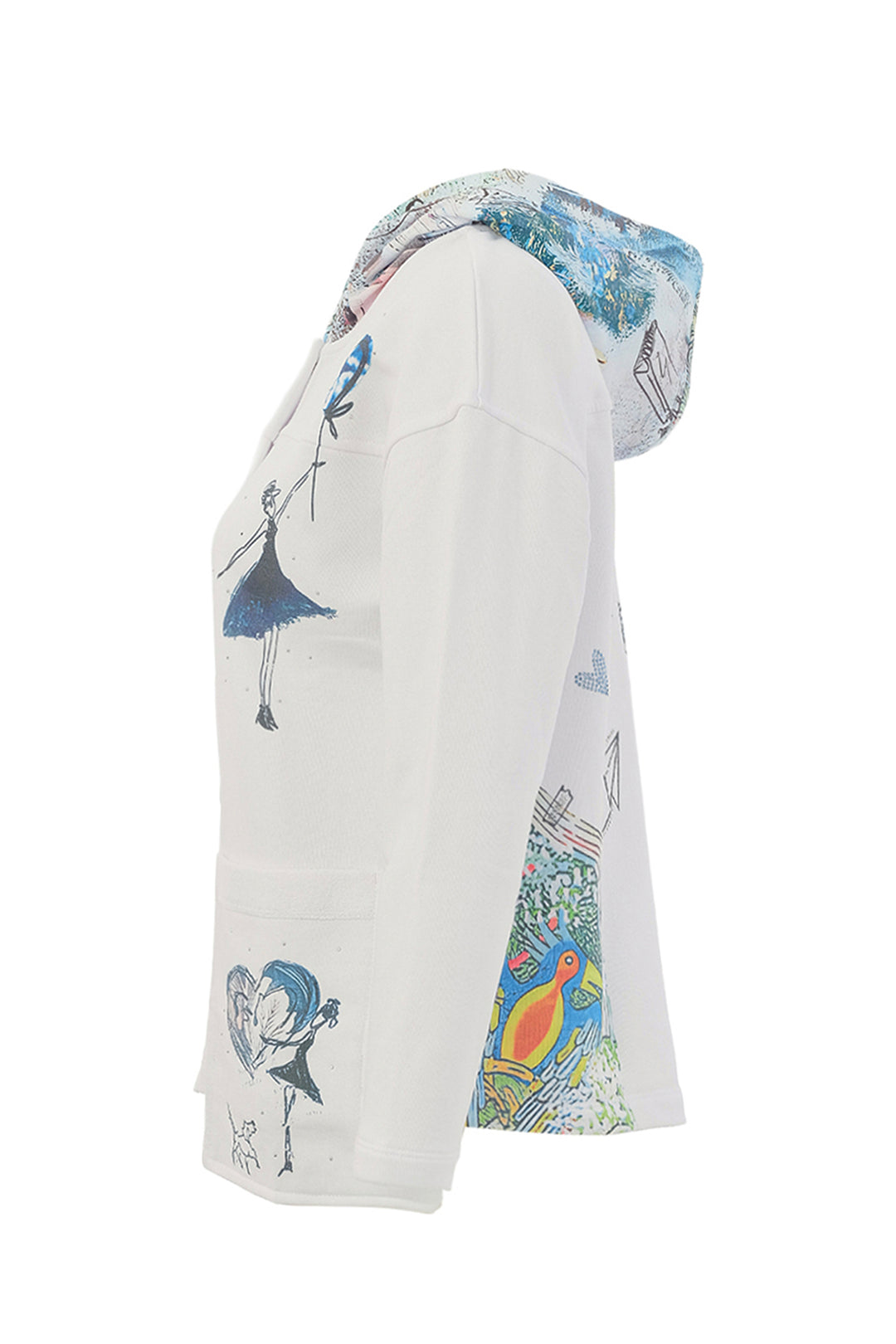 COLLAGE WHITE SNAP FRONT HOODIE JACKET
