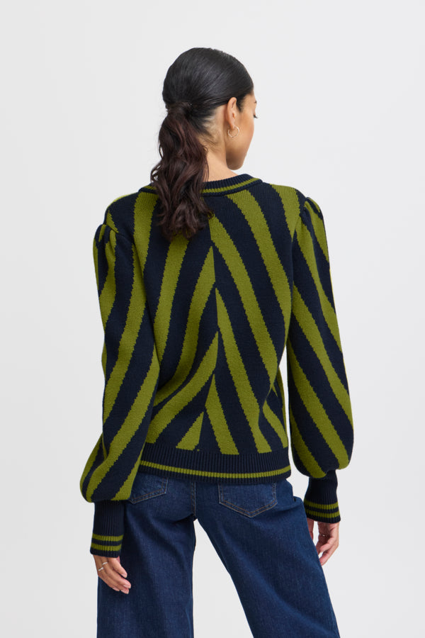 WOODBINE MIX ANGLED STRIPE SWEATER