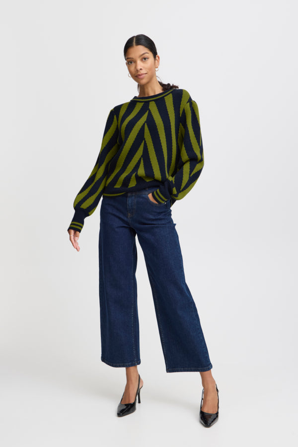 WOODBINE MIX ANGLED STRIPE SWEATER