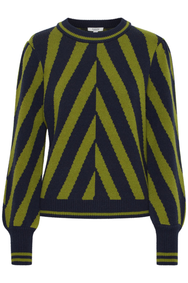 WOODBINE MIX ANGLED STRIPE SWEATER