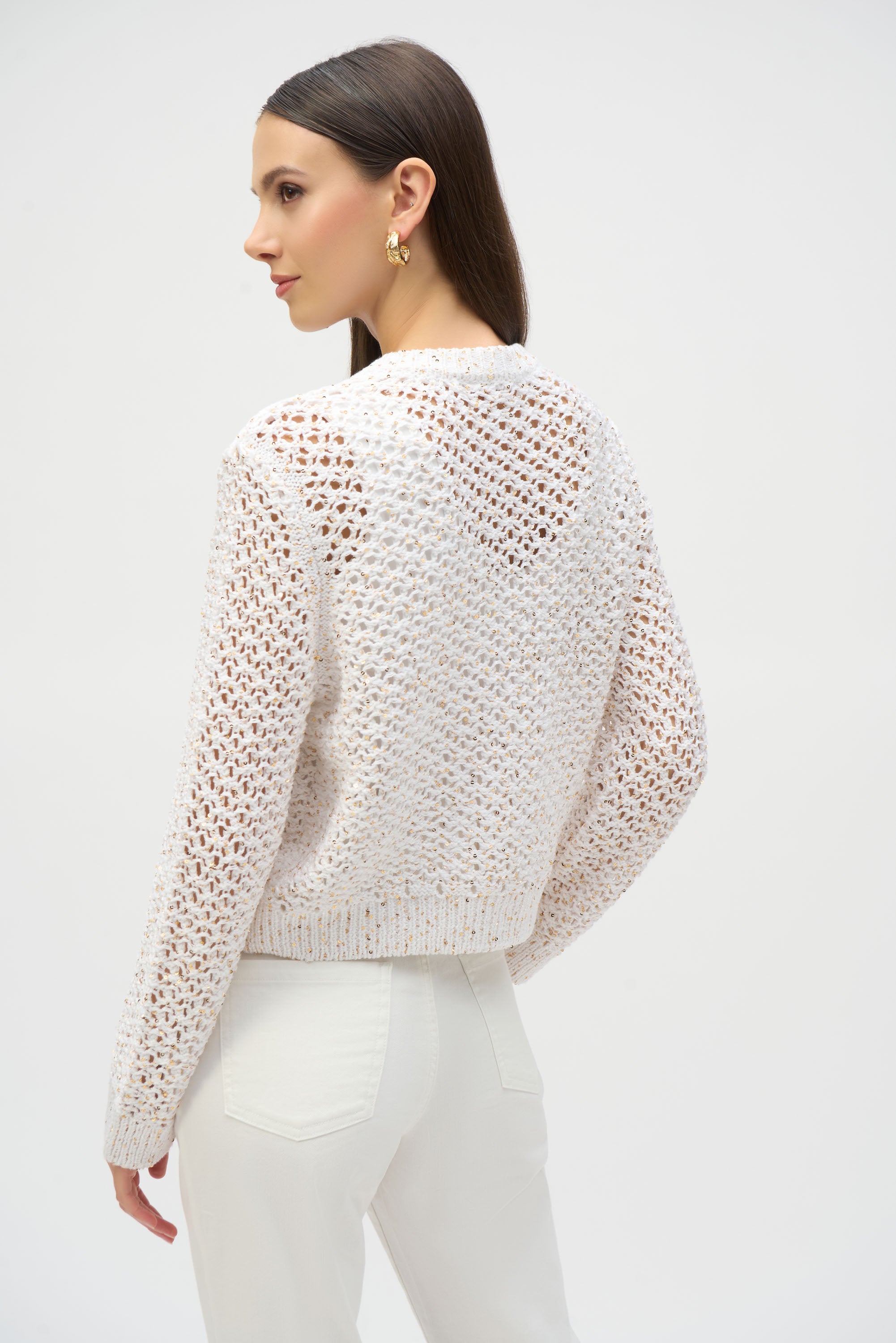 VANILLA GOLD CROCHET CARDIGAN WITH SEQUINS – Aldila Boutique