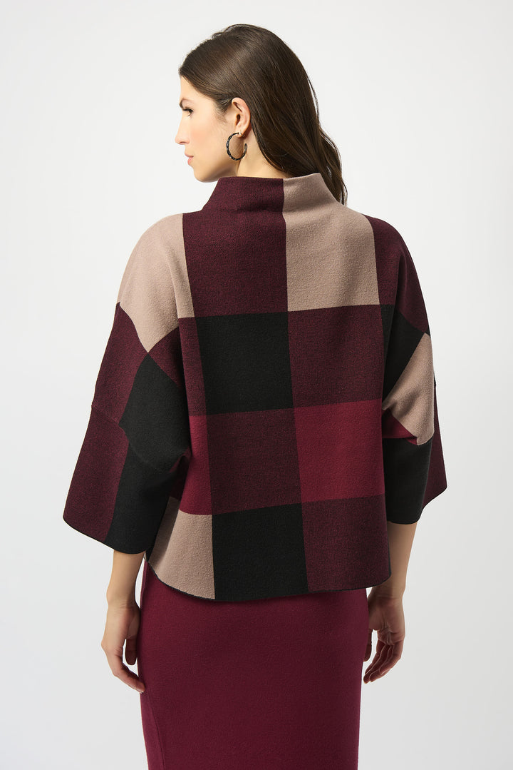 PLAID MOCK NECK TOP