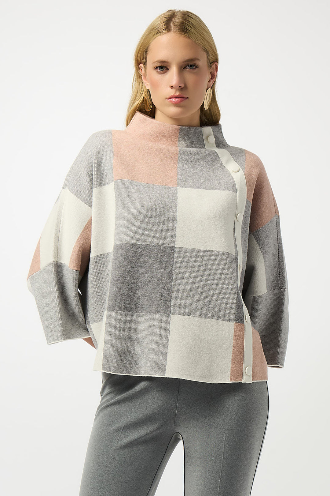 PLAID MOCK NECK TOP