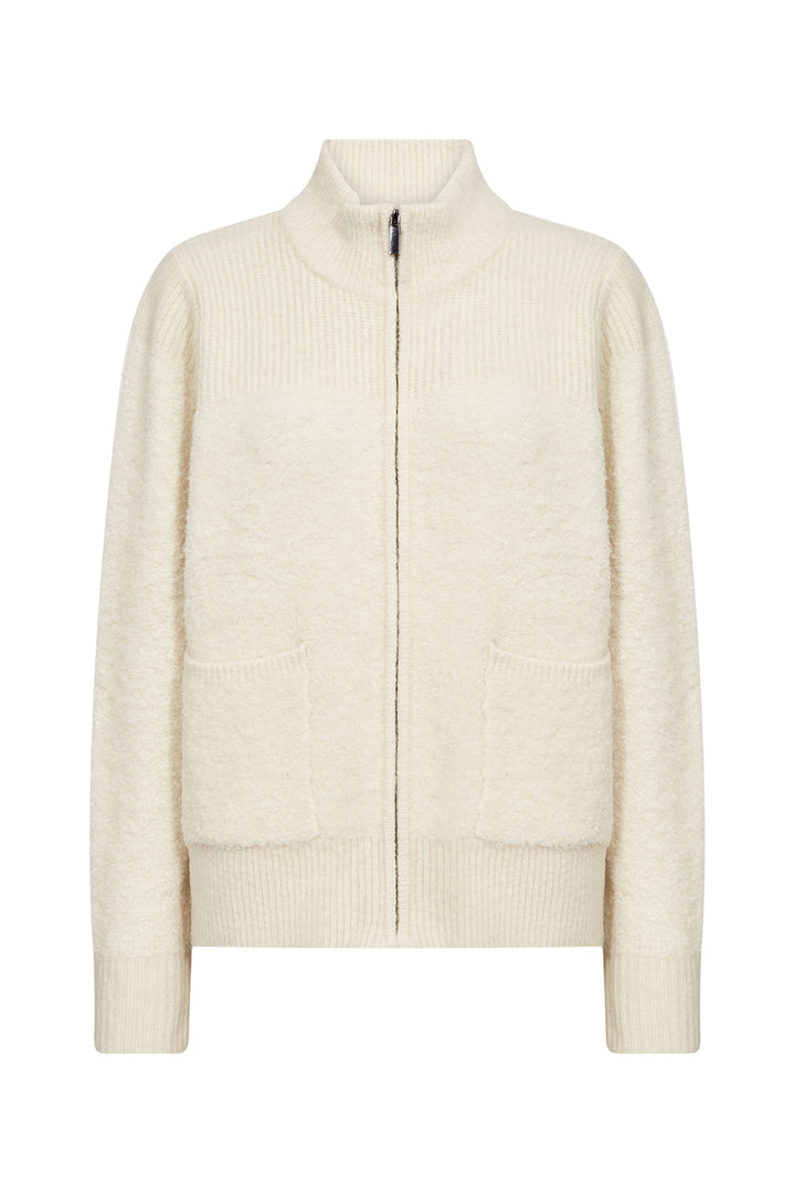 Soya Concept Fall 2025 
 Made from soft woven boucle fabric, it offers warmth without heaviness, perfect for casual days. The front zipper, contrast ribbed cuffs and hem add a fun twist while keeping the look fresh and classic. 