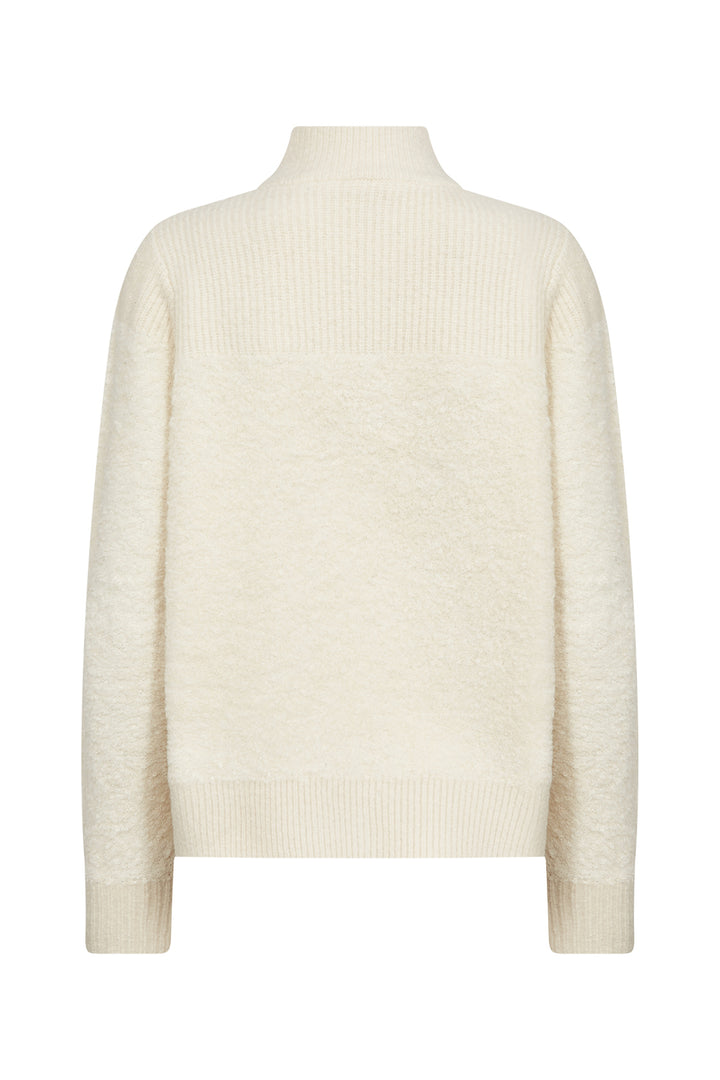 CREAM BOUCLE ZIP CARDIGAN