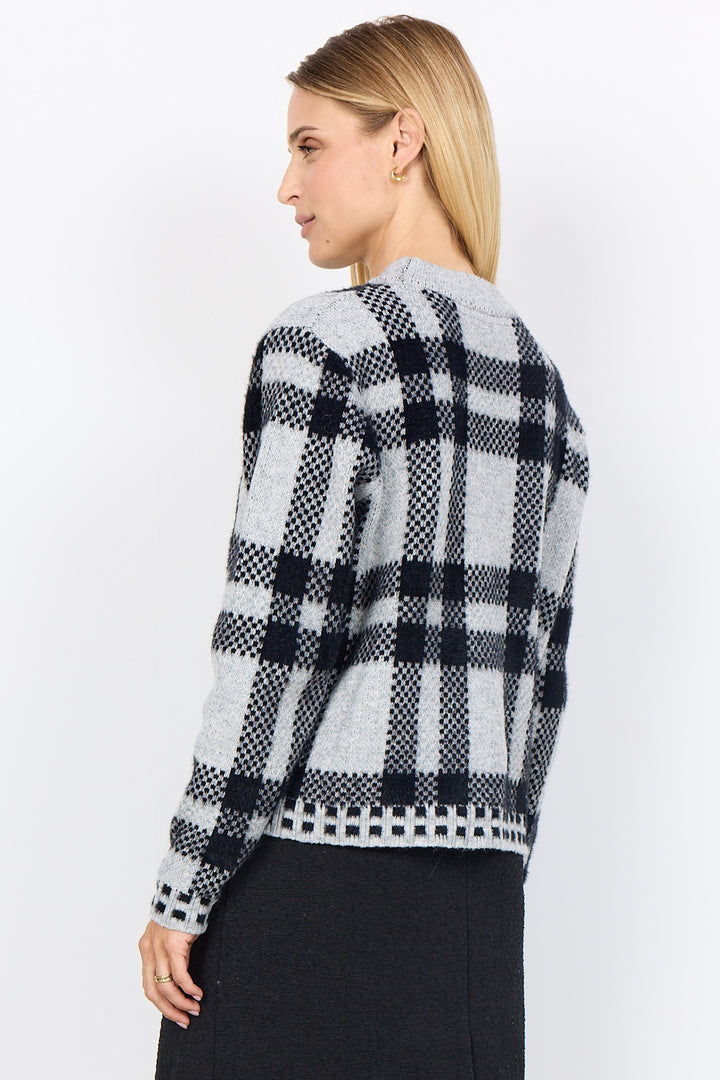 PLAID LS MOCK NECK SWEATER TOP