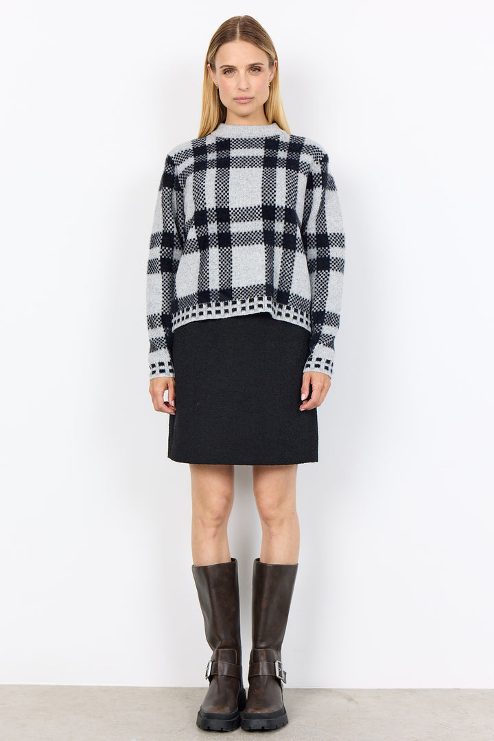 PLAID LS MOCK NECK SWEATER TOP
