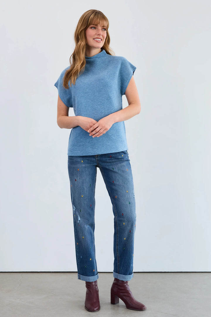 OTTOMAN CAP SLEEVE SWEATER TOP