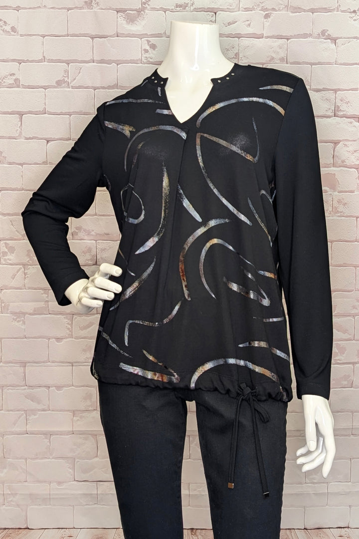 DANCING IN THE DARK SPLIT NECK TIE WAIST TOP