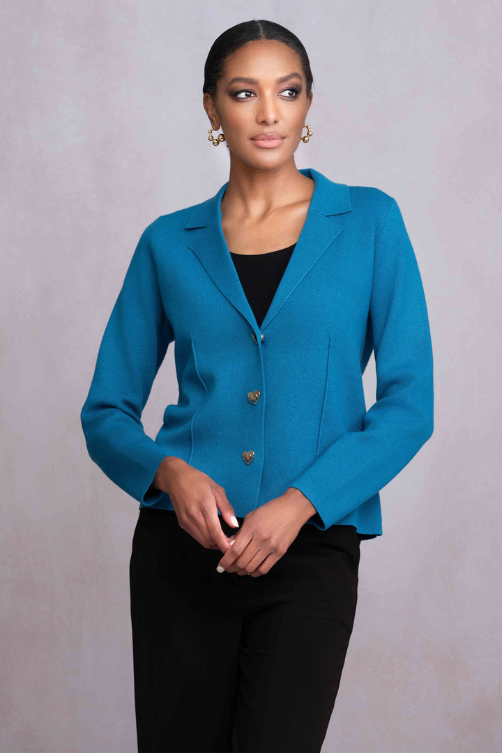 KNIT BLAZER WITH HEART BUTTONS