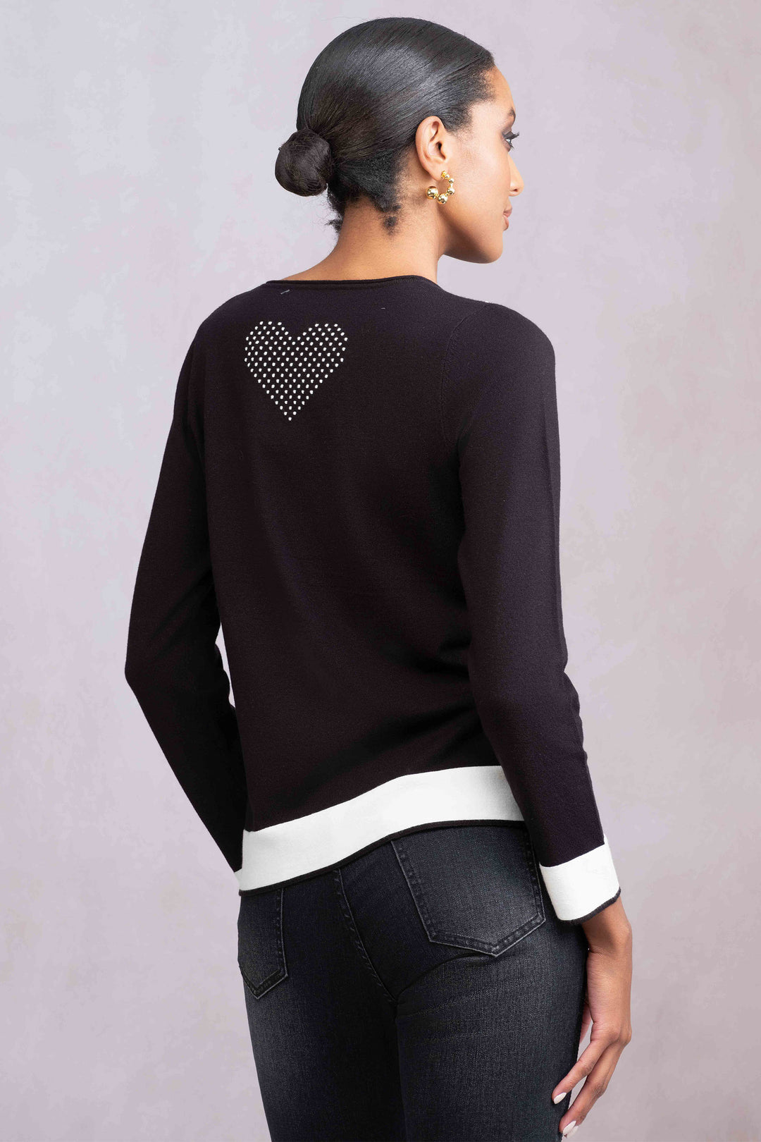 DOT FRONT LS SWEATER TOP WITH BACK HEART