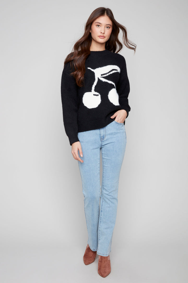 LS SWEATER TOP WITH CHERRIES