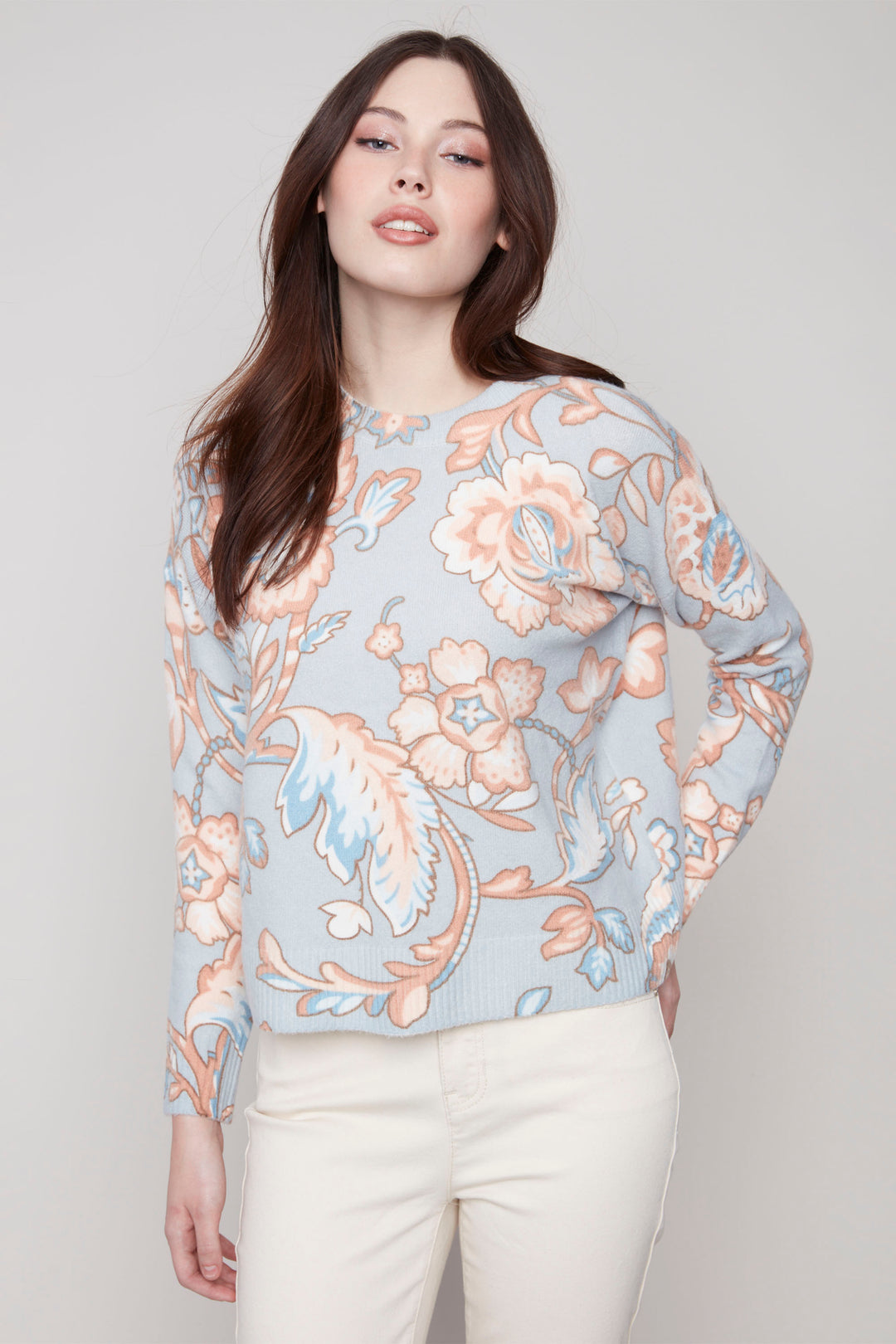 FLORAL LS SWEATER TOP