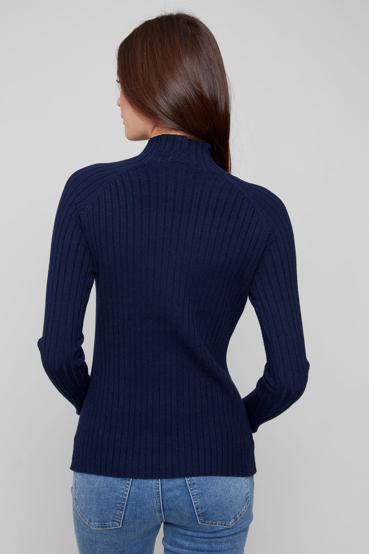 RIBBED MOCK NECK SWEATER TOP