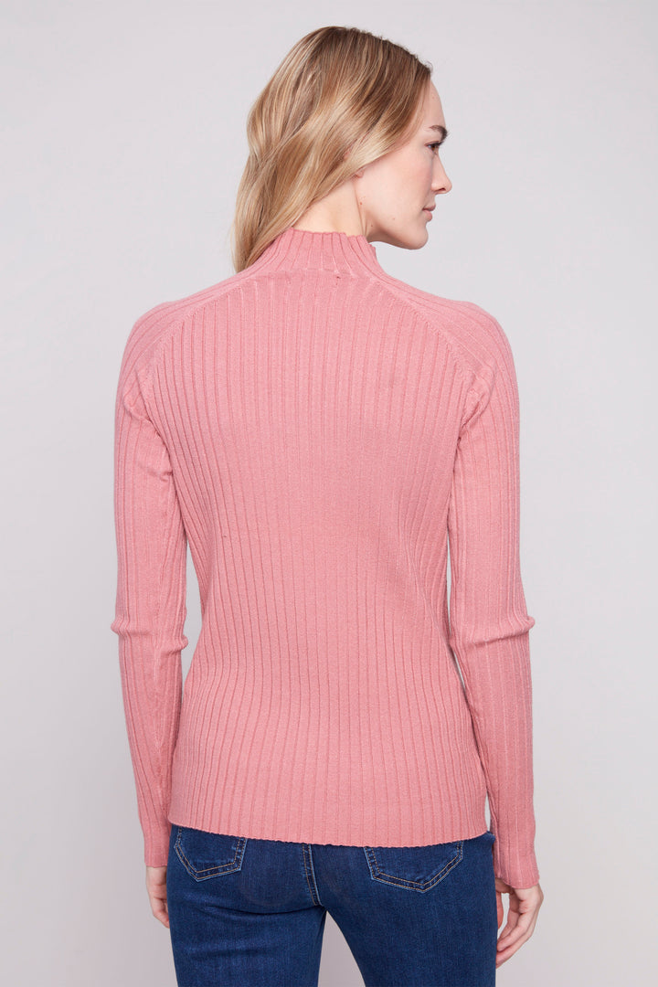 RIBBED MOCK NECK SWEATER TOP