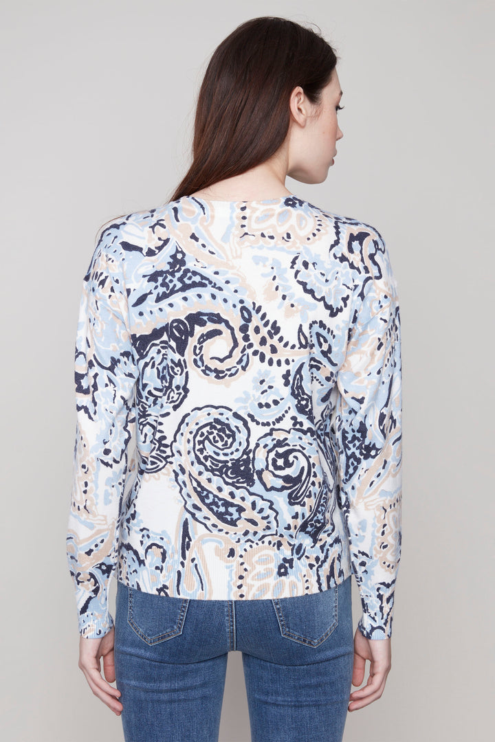 PAISLEY LS TOP WITH SIDE BUTTONS