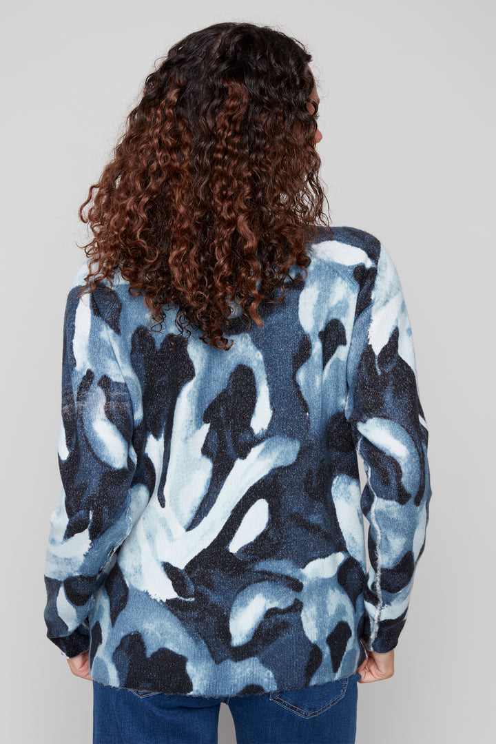 REVERSIBLE CASCADE PRINT SWEATER TOP