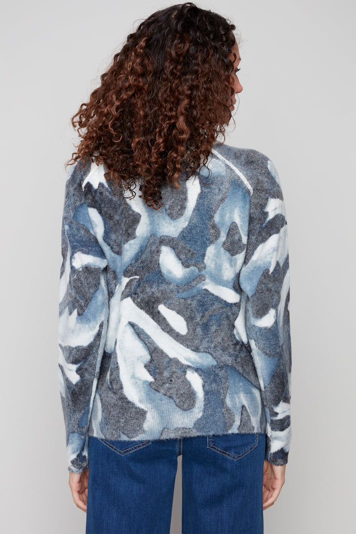 REVERSIBLE CASCADE PRINT SWEATER TOP