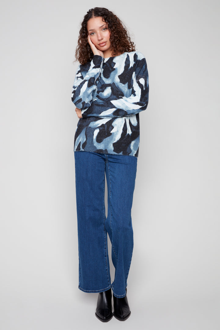 REVERSIBLE CASCADE PRINT SWEATER TOP