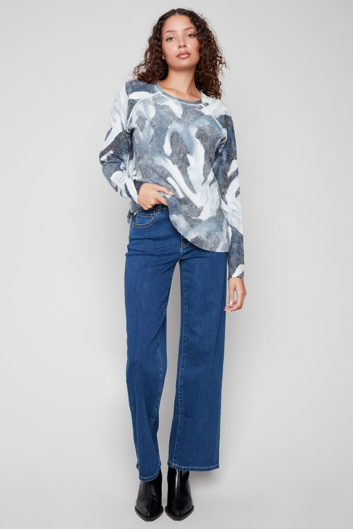 REVERSIBLE CASCADE PRINT SWEATER TOP