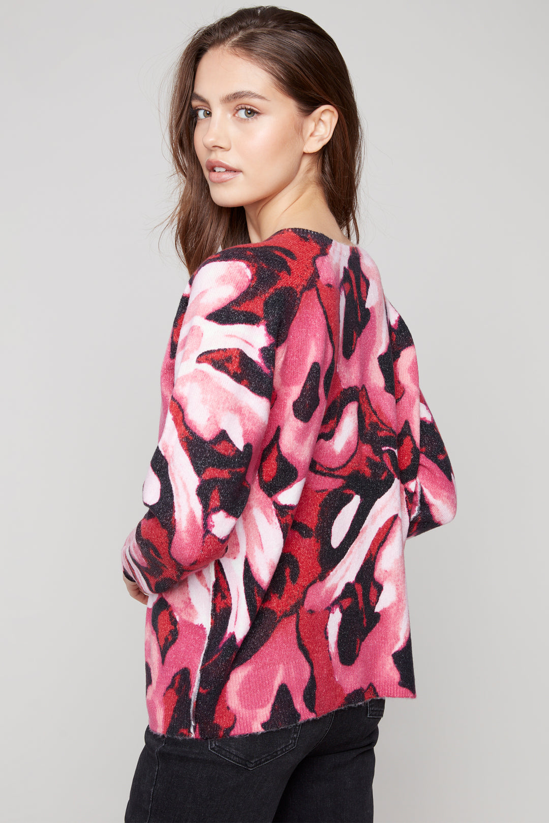 REVERSIBLE CASCADE PRINT SWEATER TOP