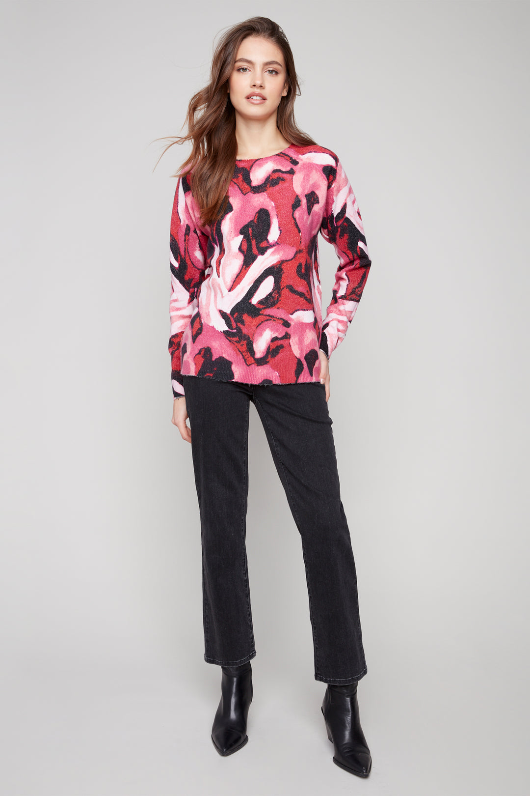 REVERSIBLE CASCADE PRINT SWEATER TOP