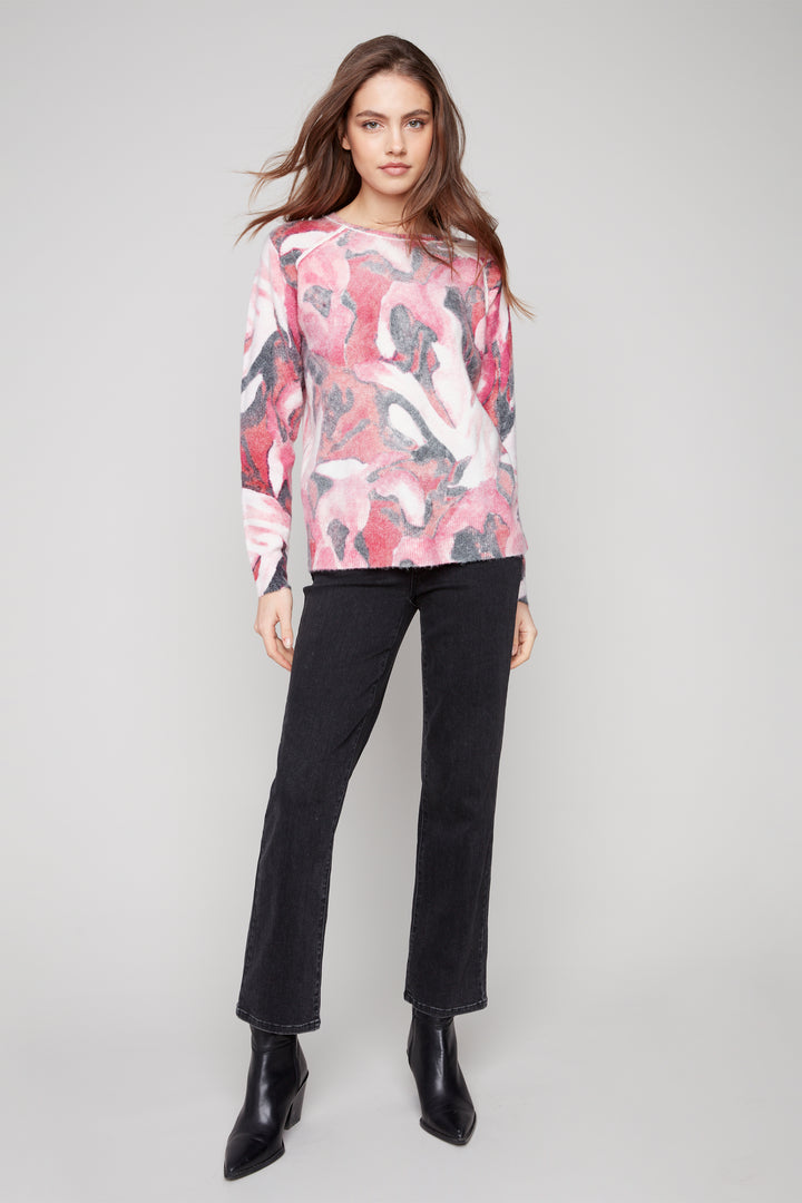 REVERSIBLE CASCADE PRINT SWEATER TOP