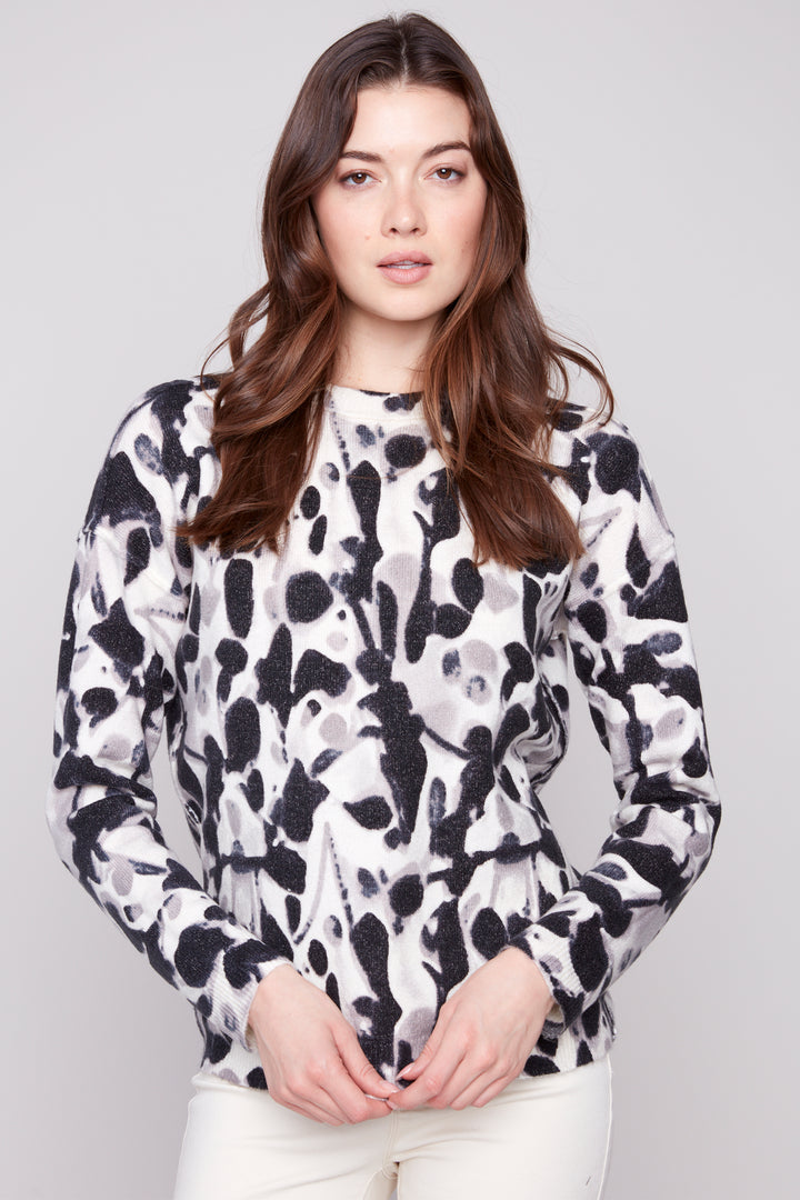 SMUDGE REVERSIBLE PRINTED SWEATER TOP