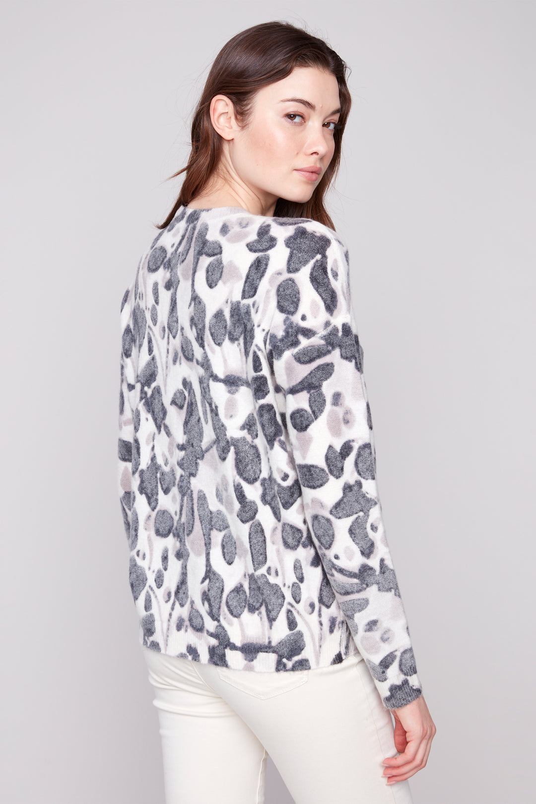 SMUDGE REVERSIBLE PRINTED SWEATER TOP