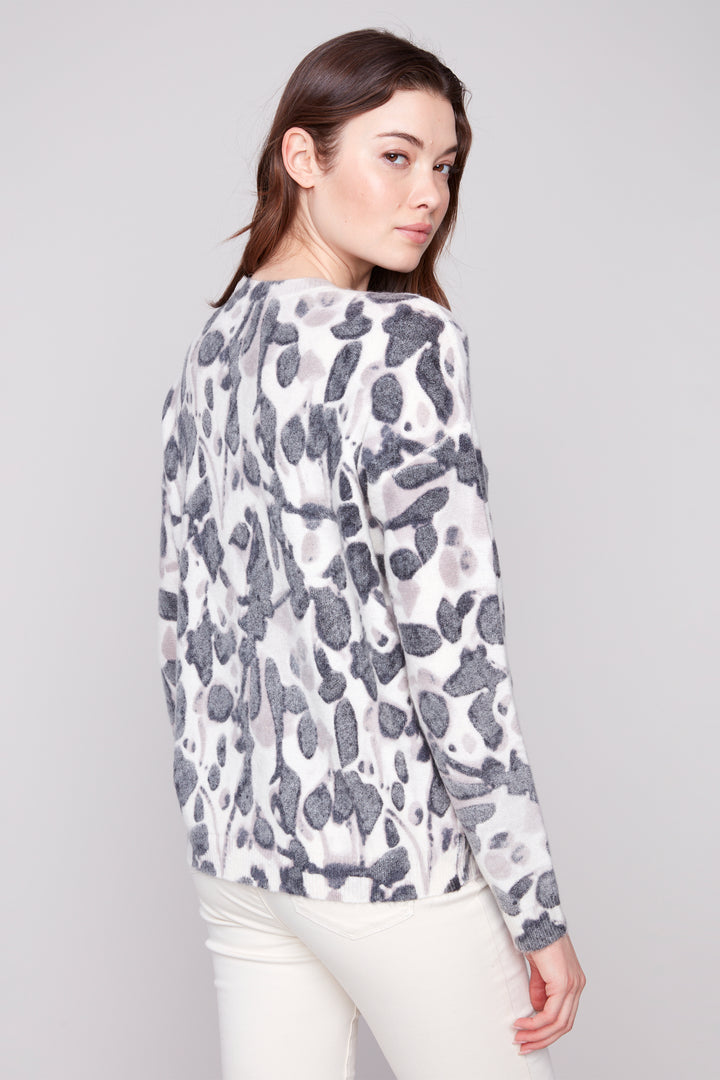 SMUDGE REVERSIBLE PRINTED SWEATER TOP