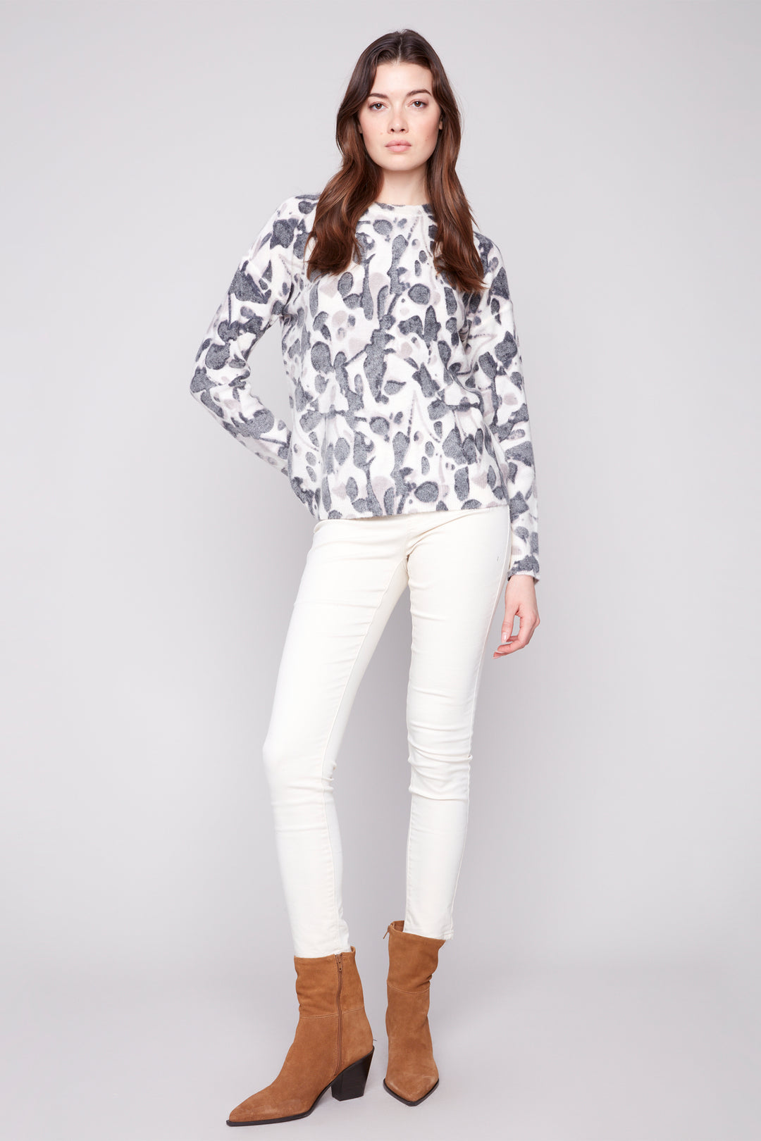 SMUDGE REVERSIBLE PRINTED SWEATER TOP